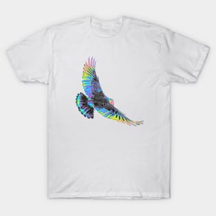 Vivid Holographic Bird Flying T-Shirt